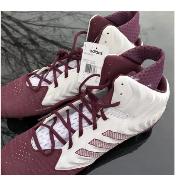 Adidas Nastyquick Burgundy and White Football Cleats - Picture 2 of 5